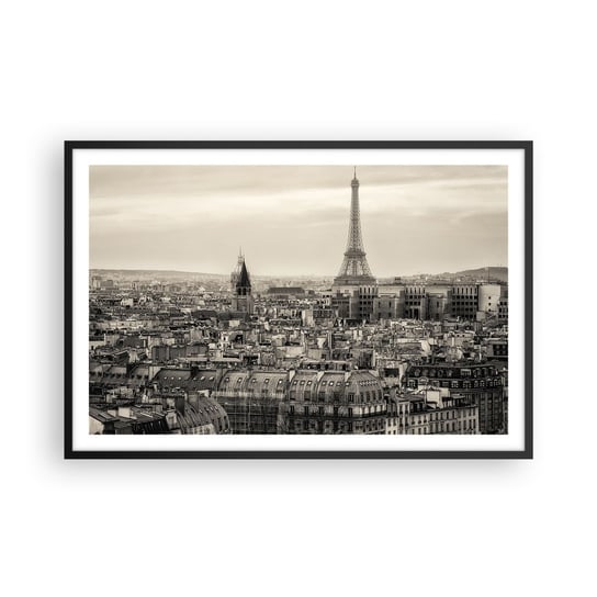Obraz - Plakat - Nad dachami Paryża - 91x61cm - Miasto Paryż Architektura - Foto Plakaty na ścianę w czarnej ramie - Plakat do Salonu Sypialni ARTTOR ARTTOR