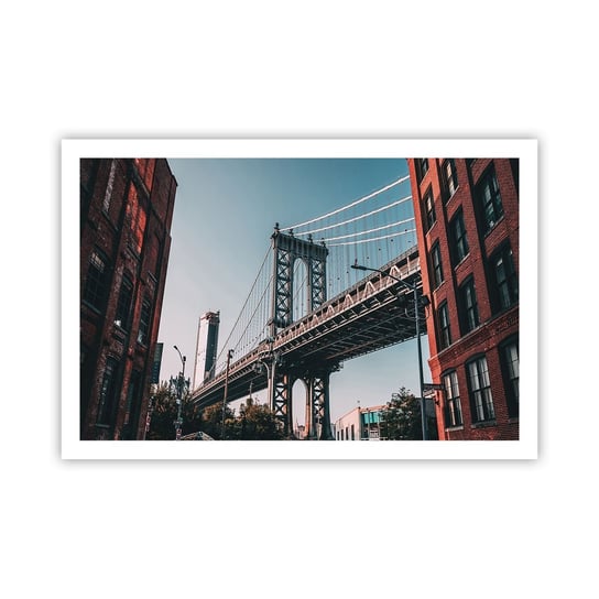Obraz - Plakat - Nad falami miasta - 91x61cm - Nowy Jork Most Brookliński Architektura - Foto Plakaty na ścianę bez ramy - Plakat do Salonu Sypialni ARTTOR ARTTOR