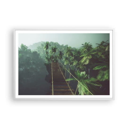 Obraz - Plakat - Nad kipielą zieleni - 100x70cm - Krajobraz Dżungla Palma Kokosowa - Foto Plakaty w ramie koloru białego do Salonu Sypialni ARTTOR ARTTOR