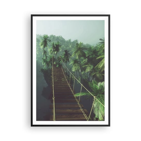 Obraz - Plakat - Nad kipielą zieleni - 70x100cm - Krajobraz Dżungla Palma Kokosowa - Foto Plakaty w ramie koloru czarnego do Salonu Sypialni ARTTOR ARTTOR
