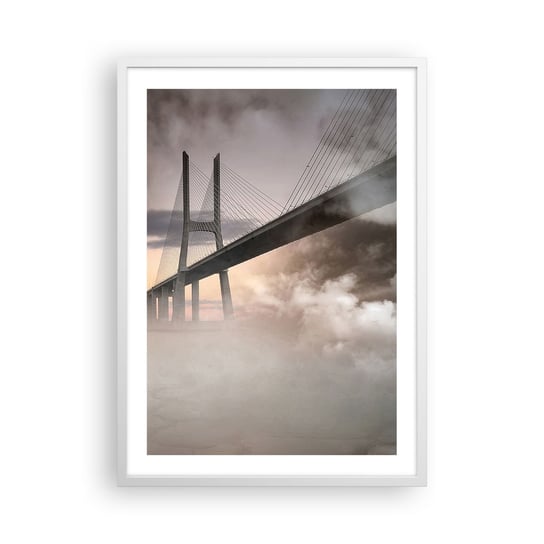 Obraz - Plakat - Nad rzeką, której nie ma - 50x70cm - Krajobraz Most Architektura - Nowoczesny modny obraz Plakat rama biała ARTTOR ARTTOR