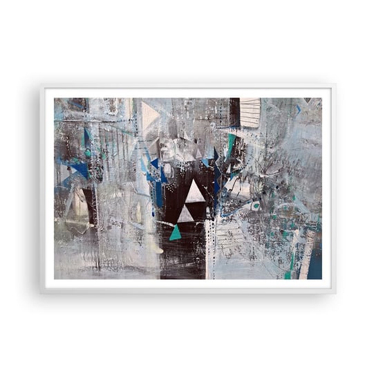 Obraz - Plakat - Nadrzędny porządek trójkątów - 100x70cm - Abstrakcja Sztuka Nowoczesny Wzór - Foto Plakaty w ramie koloru białego do Salonu Sypialni ARTTOR ARTTOR