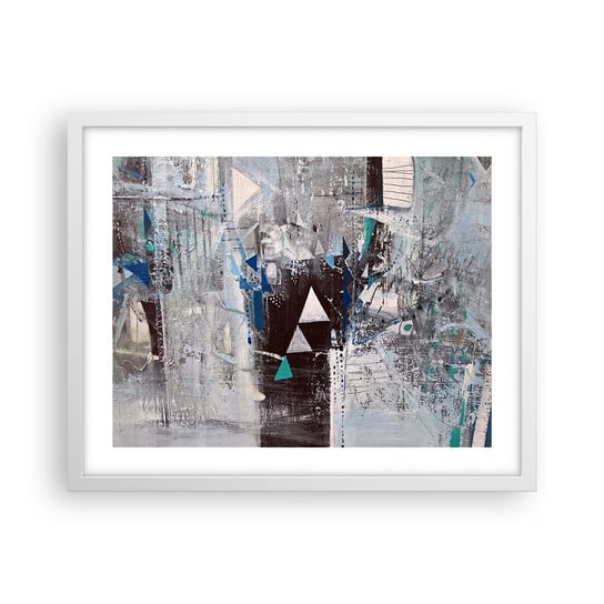 Obraz - Plakat - Nadrzędny porządek trójkątów - 50x40cm - Abstrakcja Sztuka Nowoczesny Wzór - Foto Plakaty w ramie koloru białego do Salonu Sypialni ARTTOR ARTTOR