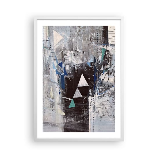 Obraz - Plakat - Nadrzędny porządek trójkątów - 50x70cm - Abstrakcja Sztuka Nowoczesny Wzór - Nowoczesny modny obraz Plakat rama biała ARTTOR ARTTOR