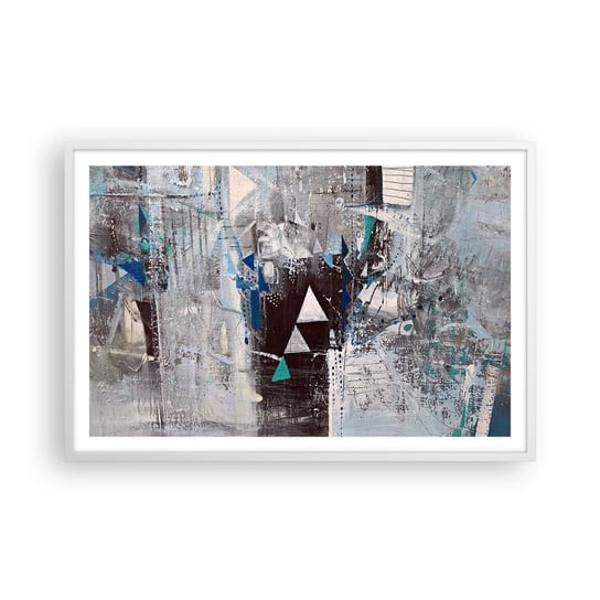 Obraz - Plakat - Nadrzędny porządek trójkątów - 91x61cm - Abstrakcja Sztuka Nowoczesny Wzór - Foto Plakaty na ścianę w ramie białej - Plakat do Salonu Sypialni ARTTOR ARTTOR