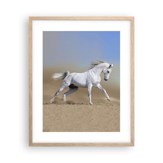 Obraz - Plakat - Najpiękniejsza arabska baśń - 40x50cm - Koń Zwierzęta Galop - Foto Plakaty w ramie koloru jasny dąb do Salonu Sypialni ARTTOR ARTTOR