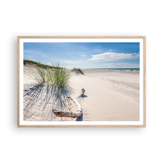 Obraz - Plakat - Najpiękniejsza? Bałtycka - 100x70cm - Morze Plaża Wydma - Foto Plakaty w ramie koloru jasny dąb do Salonu Sypialni ARTTOR ARTTOR