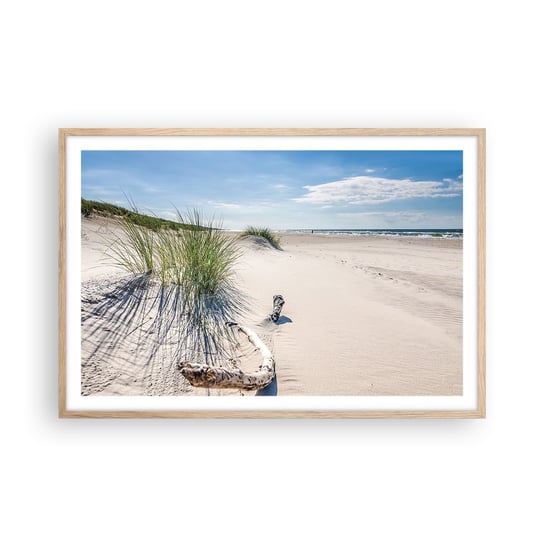 Obraz - Plakat - Najpiękniejsza? Bałtycka - 91x61cm - Morze Plaża Wydma - Foto Plakaty na ścianę w ramie jasny dąb - Plakat do Salonu Sypialni ARTTOR ARTTOR
