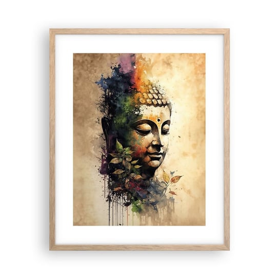 Obraz - Plakat - Namaste! - 40x50cm - Budda Medytacja Indie - Foto Plakaty w ramie koloru jasny dąb do Salonu Sypialni ARTTOR ARTTOR