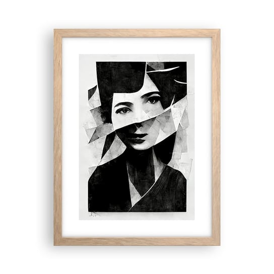 Obraz - Plakat - Naprawdę jaka jesteś… - 30x40cm - Portret Kobieta Czarno-Biały - Foto Plakaty na ścianę w ramie jasny dąb - Plakat do Salonu Sypialni ARTTOR ARTTOR