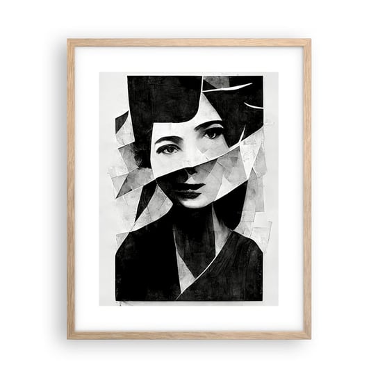 Obraz - Plakat - Naprawdę jaka jesteś… - 40x50cm - Portret Kobieta Czarno-Biały - Foto Plakaty w ramie koloru jasny dąb do Salonu Sypialni ARTTOR ARTTOR