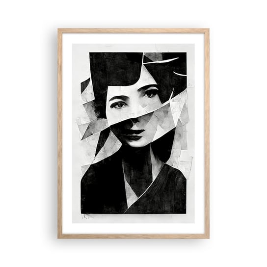 Obraz - Plakat - Naprawdę jaka jesteś… - 50x70cm - Portret Kobieta Czarno-Biały - Nowoczesny modny obraz Plakat rama jasny dąb ARTTOR ARTTOR