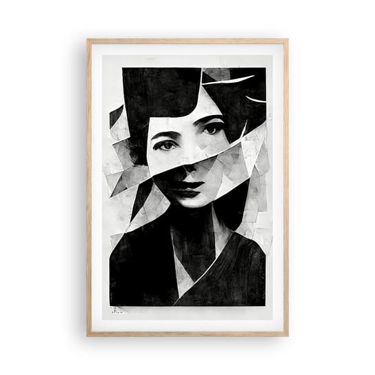 Obraz - Plakat - Naprawdę jaka jesteś… - 61x91cm - Portret Kobieta Czarno-Biały - Foto Plakaty na ścianę w ramie jasny dąb - Plakat do Salonu Sypialni ARTTOR ARTTOR
