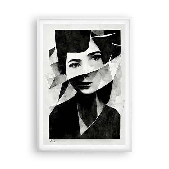 Obraz - Plakat - Naprawdę jaka jesteś… - 70x100cm - Portret Kobieta Czarno-Biały - Foto Plakaty w ramie koloru białego do Salonu Sypialni ARTTOR ARTTOR
