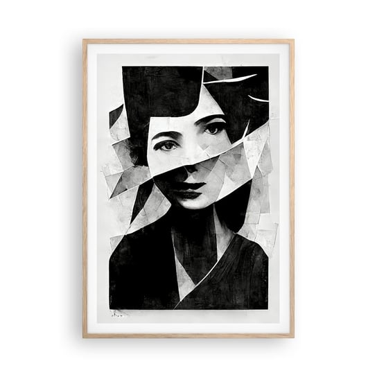 Obraz - Plakat - Naprawdę jaka jesteś… - 70x100cm - Portret Kobieta Czarno-Biały - Foto Plakaty w ramie koloru jasny dąb do Salonu Sypialni ARTTOR ARTTOR