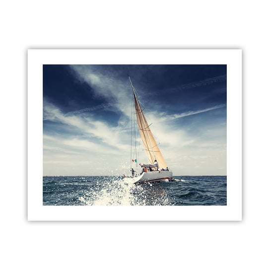 Obraz - Plakat - Nas nie dogonią! - 50x40cm - Żaglówka Ocean Jacht Żaglowy - Foto Plakaty bez ramy do Salonu Sypialni ARTTOR ARTTOR