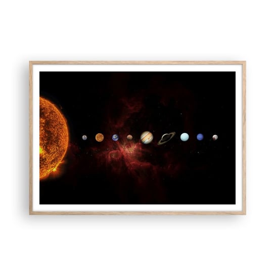 Obraz - Plakat - Nasza okolica - 100x70cm - Układ Słoneczny Planety Kosmos - Foto Plakaty w ramie koloru jasny dąb do Salonu Sypialni ARTTOR ARTTOR