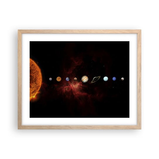 Obraz - Plakat - Nasza okolica - 50x40cm - Układ Słoneczny Planety Kosmos - Foto Plakaty w ramie koloru jasny dąb do Salonu Sypialni ARTTOR ARTTOR