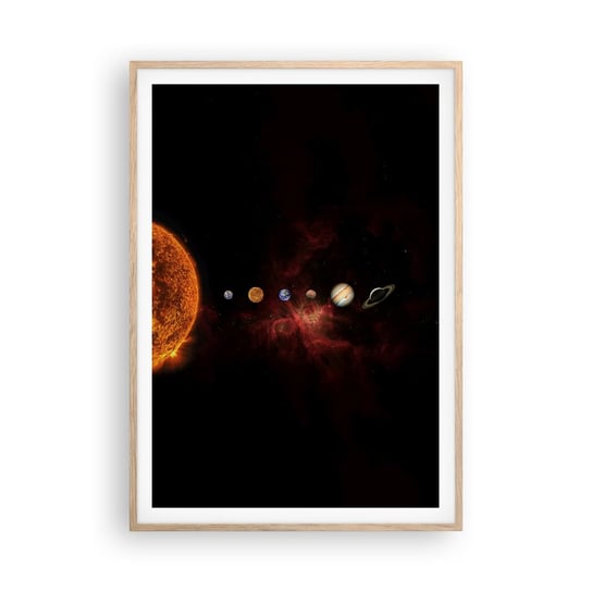 Obraz - Plakat - Nasza okolica - 70x100cm - Układ Słoneczny Planety Kosmos - Foto Plakaty w ramie koloru jasny dąb do Salonu Sypialni ARTTOR ARTTOR