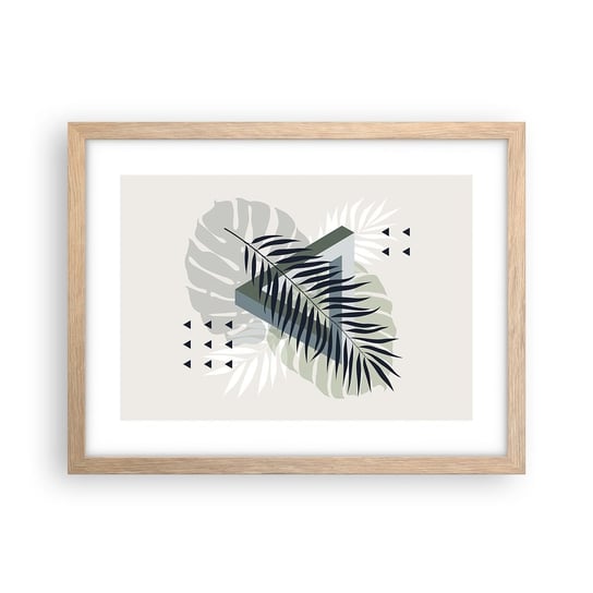 Obraz - Plakat - Natura i geometria – dwa porządki? - 40x30cm - Monstera Liść Liść Palmy Grafika - Foto Plakaty na ścianę w ramie jasny dąb - Plakat do Salonu Sypialni ARTTOR ARTTOR