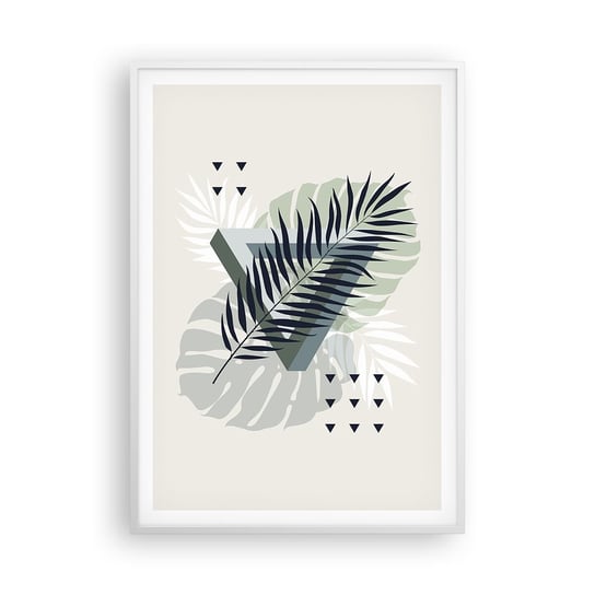 Obraz - Plakat - Natura i geometria – dwa porządki? - 70x100cm - Monstera Liść Liść Palmy Grafika - Foto Plakaty w ramie koloru białego do Salonu Sypialni ARTTOR ARTTOR