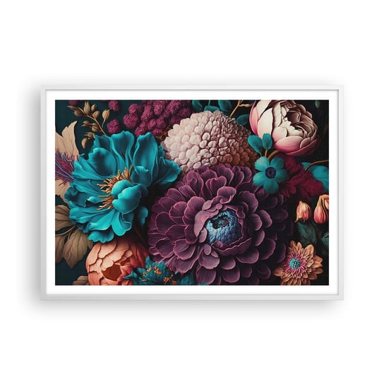 Obraz - Plakat - Natura na bogato - 100x70cm - Kwiaty Botanika Vintage - Foto Plakaty w ramie koloru białego do Salonu Sypialni ARTTOR ARTTOR