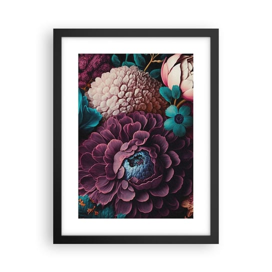 Obraz - Plakat - Natura na bogato - 30x40cm - Kwiaty Botanika Vintage - Foto Plakaty na ścianę w czarnej ramie - Plakat do Salonu Sypialni ARTTOR ARTTOR