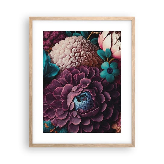 Obraz - Plakat - Natura na bogato - 40x50cm - Kwiaty Botanika Vintage - Foto Plakaty w ramie koloru jasny dąb do Salonu Sypialni ARTTOR ARTTOR