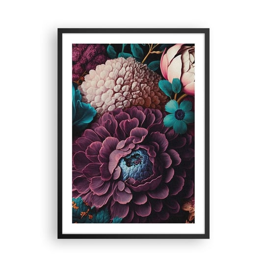 Obraz - Plakat - Natura na bogato - 50x70cm - Kwiaty Botanika Vintage - Nowoczesny modny obraz Plakat czarna rama ARTTOR ARTTOR
