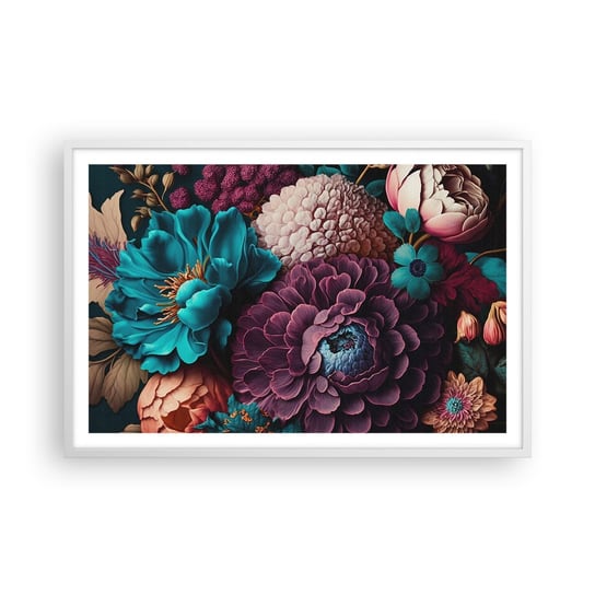 Obraz - Plakat - Natura na bogato - 91x61cm - Kwiaty Botanika Vintage - Foto Plakaty na ścianę w ramie białej - Plakat do Salonu Sypialni ARTTOR ARTTOR