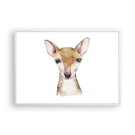 Obraz - Plakat - Natura niewinności - 100x70cm - Zwierzęta Grafika Sarna - Foto Plakaty w ramie koloru białego do Salonu Sypialni ARTTOR ARTTOR