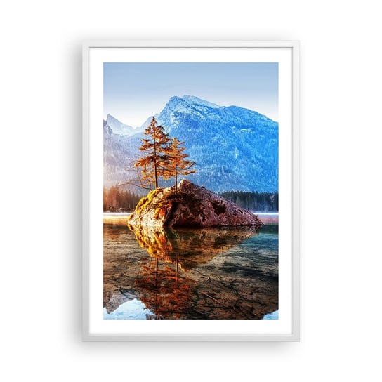 Obraz - Plakat - Natura w nowym świetle - 50x70cm - Krajobraz Góry Jezioro - Nowoczesny modny obraz Plakat rama biała ARTTOR ARTTOR