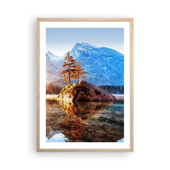 Obraz - Plakat - Natura w nowym świetle - 50x70cm - Krajobraz Góry Jezioro - Nowoczesny modny obraz Plakat rama jasny dąb ARTTOR ARTTOR