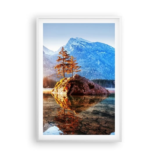 Obraz - Plakat - Natura w nowym świetle - 61x91cm - Krajobraz Góry Jezioro - Foto Plakaty na ścianę w ramie białej - Plakat do Salonu Sypialni ARTTOR ARTTOR