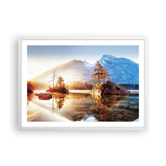 Obraz - Plakat - Natura w nowym świetle - 70x50cm - Krajobraz Góry Jezioro - Nowoczesny modny obraz Plakat rama biała ARTTOR ARTTOR