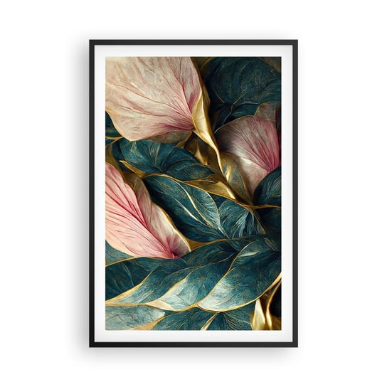 Obraz - Plakat - Naturalna elegancja i styl - 61x91cm - Art Deco Kwiaty Elegancja - Foto Plakaty na ścianę w czarnej ramie - Plakat do Salonu Sypialni ARTTOR ARTTOR