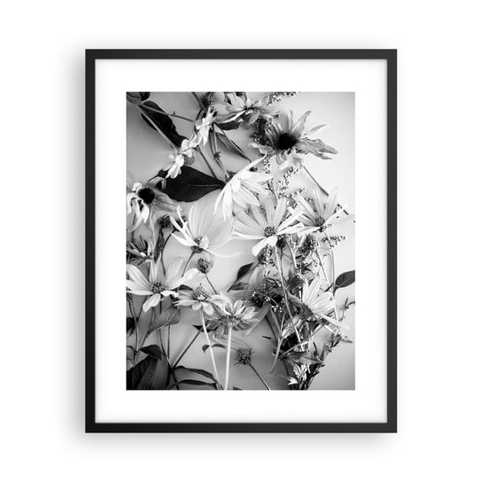 Obraz - Plakat - Nie-bukiet kwiatów - 40x50cm - Kwiaty Czarno-Biały Natura - Foto Plakaty w ramie koloru czarnego do Salonu Sypialni ARTTOR ARTTOR
