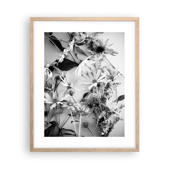 Obraz - Plakat - Nie-bukiet kwiatów - 40x50cm - Kwiaty Czarno-Biały Natura - Foto Plakaty w ramie koloru jasny dąb do Salonu Sypialni ARTTOR ARTTOR