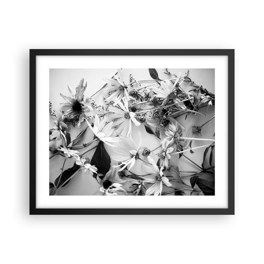 Obraz - Plakat - Nie-bukiet kwiatów - 50x40cm - Kwiaty Czarno-Biały Natura - Foto Plakaty w ramie koloru czarnego do Salonu Sypialni ARTTOR ARTTOR