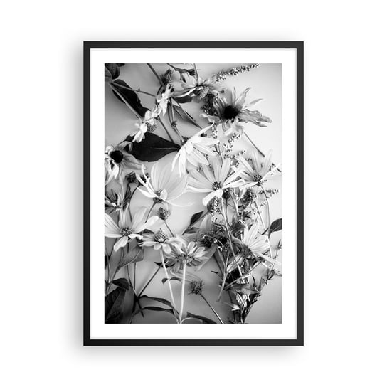 Obraz - Plakat - Nie-bukiet kwiatów - 50x70cm - Kwiaty Czarno-Biały Natura - Nowoczesny modny obraz Plakat czarna rama ARTTOR ARTTOR