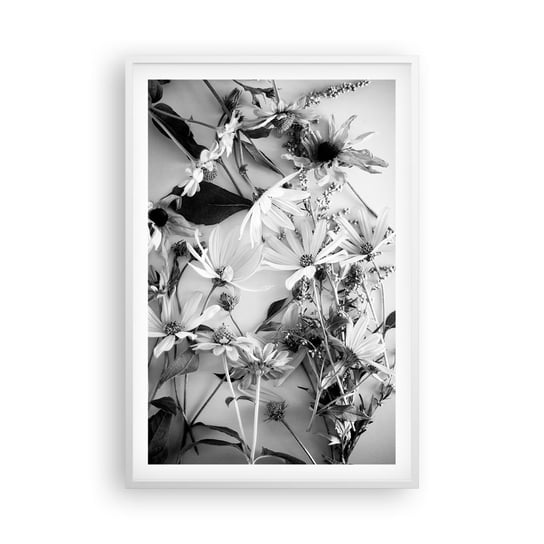 Obraz - Plakat - Nie-bukiet kwiatów - 61x91cm - Kwiaty Czarno-Biały Natura - Foto Plakaty na ścianę w ramie białej - Plakat do Salonu Sypialni ARTTOR ARTTOR
