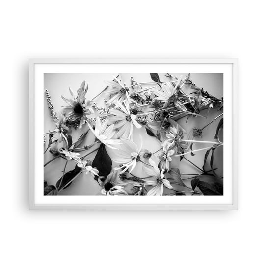Obraz - Plakat - Nie-bukiet kwiatów - 70x50cm - Kwiaty Czarno-Biały Natura - Nowoczesny modny obraz Plakat rama biała ARTTOR ARTTOR