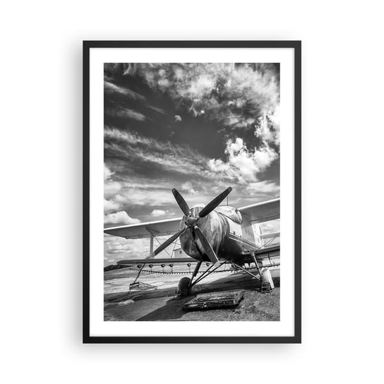 Obraz - Plakat - Nie mogę się doczekać! - 50x70cm - Samolot Lotnictwo Czarno-Biały - Nowoczesny modny obraz Plakat czarna rama ARTTOR ARTTOR