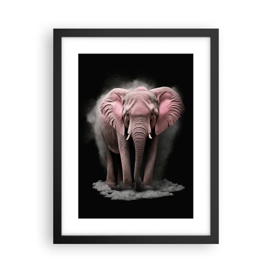 Obraz - Plakat - Nie myśl o różowym słoniu! - 30x40cm - Słońce Safari Afryka - Foto Plakaty na ścianę w czarnej ramie - Plakat do Salonu Sypialni ARTTOR ARTTOR