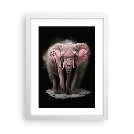 Obraz - Plakat - Nie myśl o różowym słoniu! - 30x40cm - Słońce Safari Afryka - Foto Plakaty na ścianę w ramie białej - Plakat do Salonu Sypialni ARTTOR ARTTOR