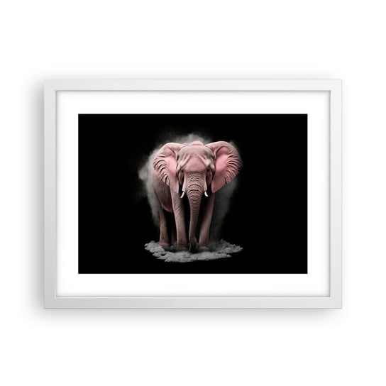 Obraz - Plakat - Nie myśl o różowym słoniu! - 40x30cm - Słońce Safari Afryka - Foto Plakaty na ścianę w ramie białej - Plakat do Salonu Sypialni ARTTOR ARTTOR
