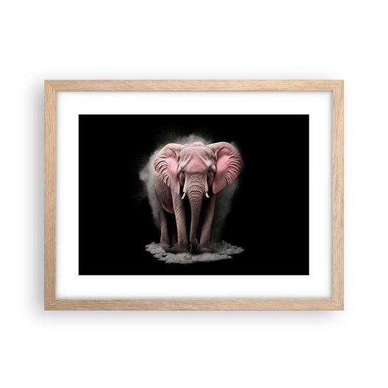 Obraz - Plakat - Nie myśl o różowym słoniu! - 40x30cm - Słońce Safari Afryka - Foto Plakaty na ścianę w ramie jasny dąb - Plakat do Salonu Sypialni ARTTOR ARTTOR