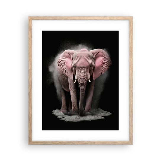 Obraz - Plakat - Nie myśl o różowym słoniu! - 40x50cm - Słońce Safari Afryka - Foto Plakaty w ramie koloru jasny dąb do Salonu Sypialni ARTTOR ARTTOR