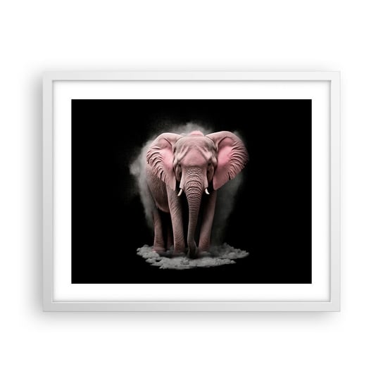 Obraz - Plakat - Nie myśl o różowym słoniu! - 50x40cm - Słońce Safari Afryka - Foto Plakaty w ramie koloru białego do Salonu Sypialni ARTTOR ARTTOR