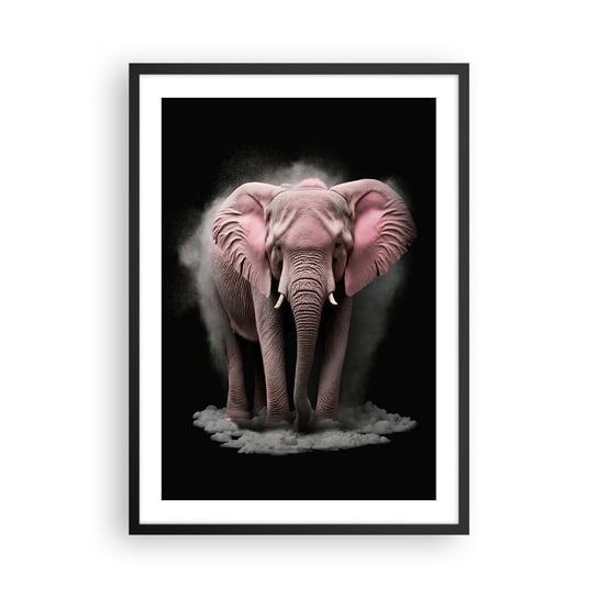 Obraz - Plakat - Nie myśl o różowym słoniu! - 50x70cm - Słońce Safari Afryka - Nowoczesny modny obraz Plakat czarna rama ARTTOR ARTTOR